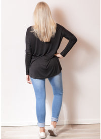 Slouchy Long Sleeve Cotton Jersey Hi-low T-shirt