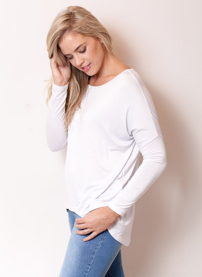 Slouchy Long Sleeve Cotton Jersey Hi-low T-shirt