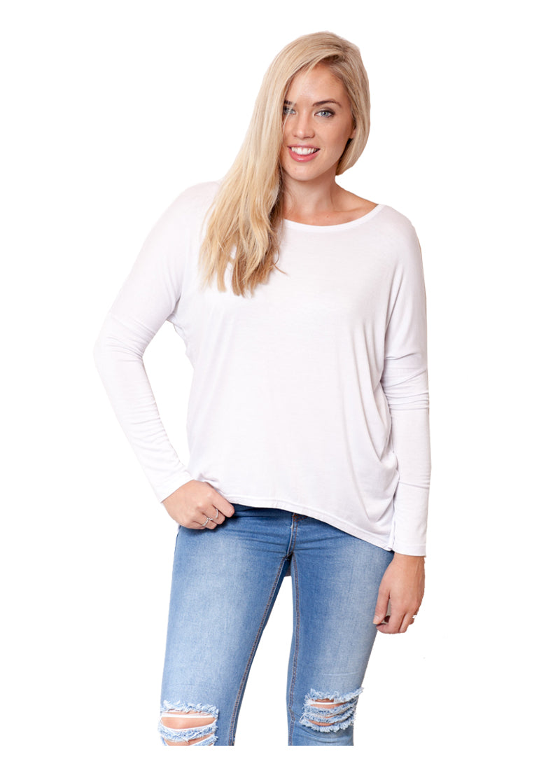 Slouchy Long Sleeve Cotton Jersey Hi-low T-shirt