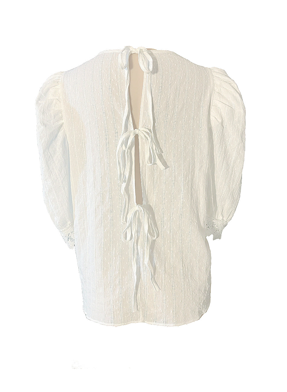 Puffy Sleeve Embroidered Pure Cotton Top in White