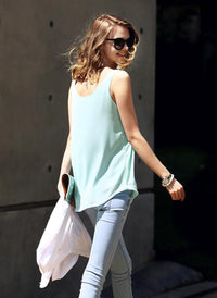 Blake Lively Inspired Pastel Color Chiffon Loose Fit Vest Top