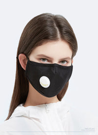 Ear Loop Reusable Cotton Mask with Valve & 2 x Carbon PM2.5 Filters